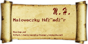 Maloveczky Hümér névjegykártya